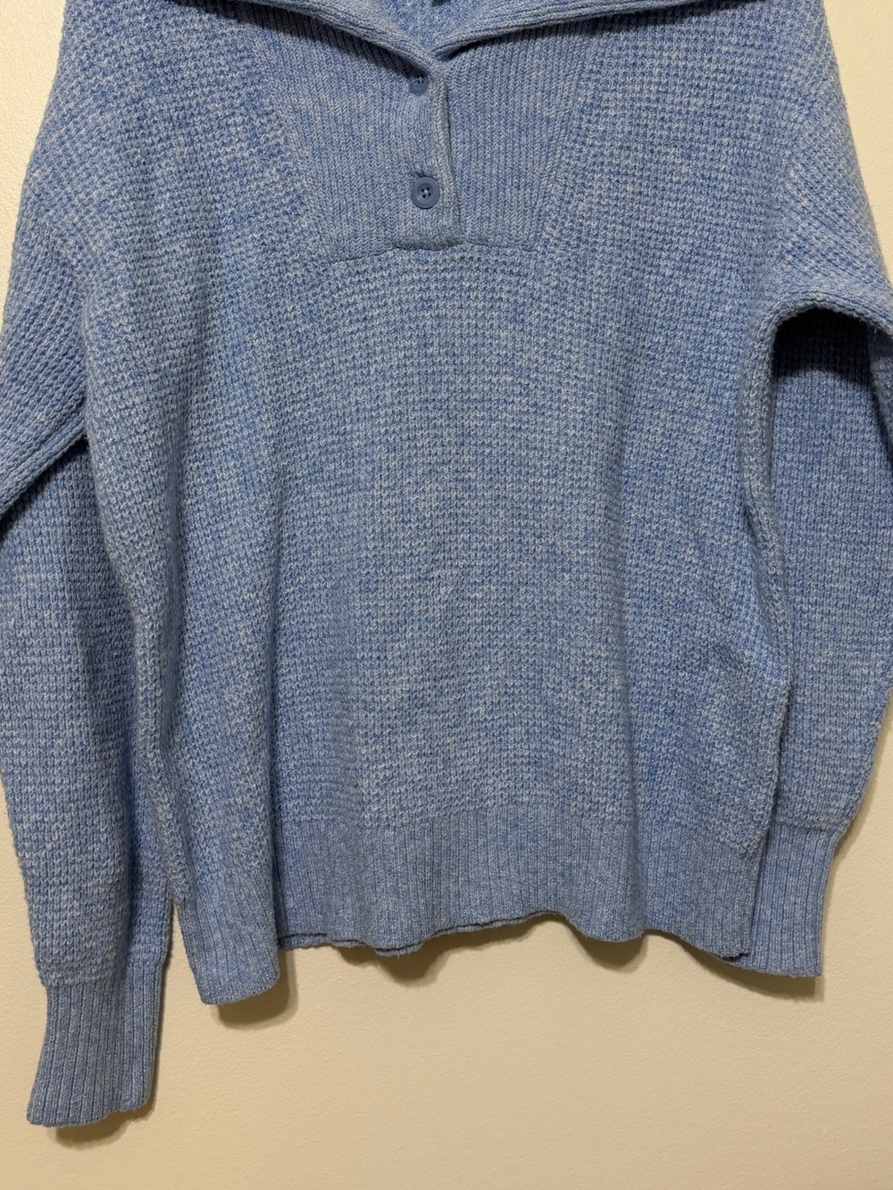 Aerie CozyUp Waffle Button Pullover Sweater Blue Size Small Cozy - Picture 5 of 6